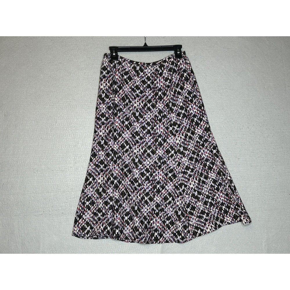 Talbots Womens 6 Fully Lined Silk Fit And Flare‎ Skirt Side Zip Purple Geometric